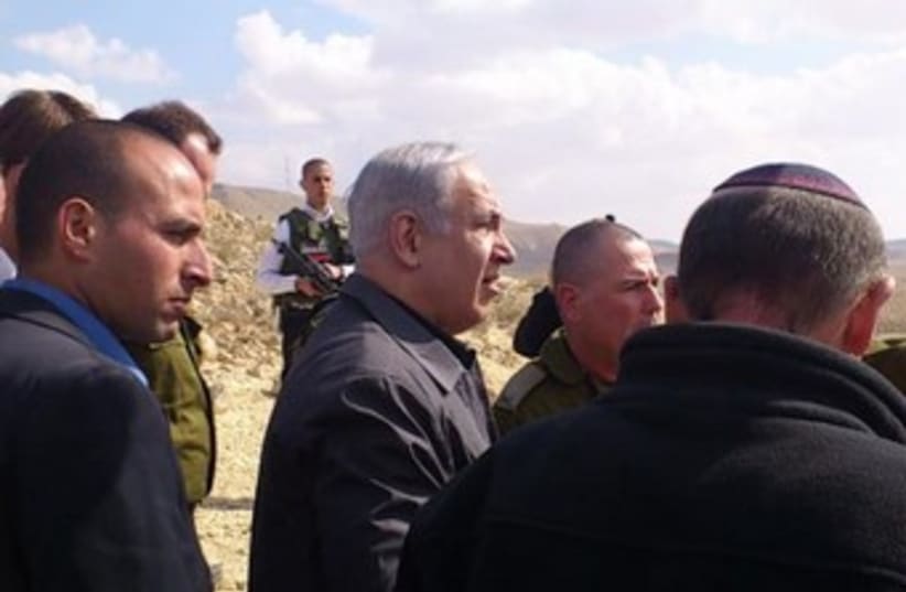 Prime Minister Binyamin Netanyahu on southern border 370 (photo credit: HERB KEINON)