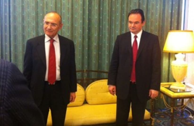Landau with Greek counterpart 370 (photo credit: Courtesy Energy and Water Ministry)