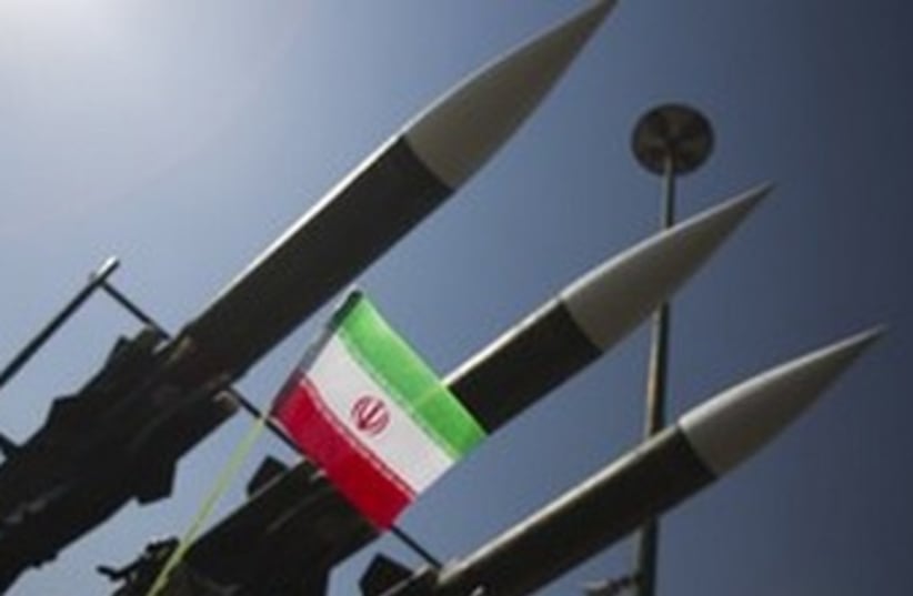 Iranian missile with flag 370 R (photo credit: REUTERS/Morteza Nikoubazl)