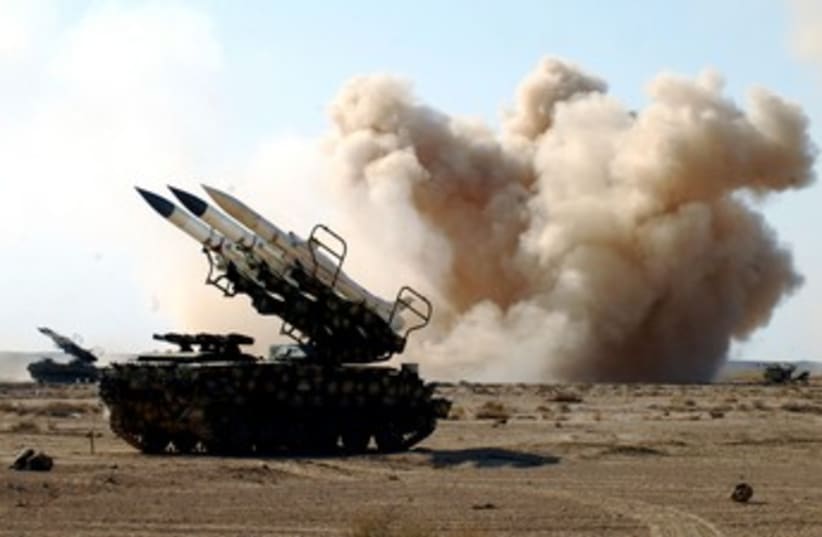 Syrian armed forces anti-aircraft missile launchers 370 (photo credit: REUTERS/Sana Sana)