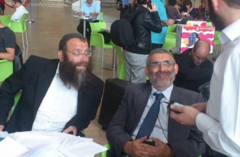 Baruch Marzel and MK Michael Ben-Ari at airport 390 (photo credit: Yaakov Lappin)