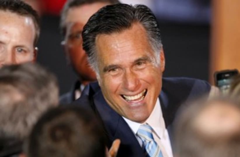Romney celebrates 370 (photo credit: REUTERS)