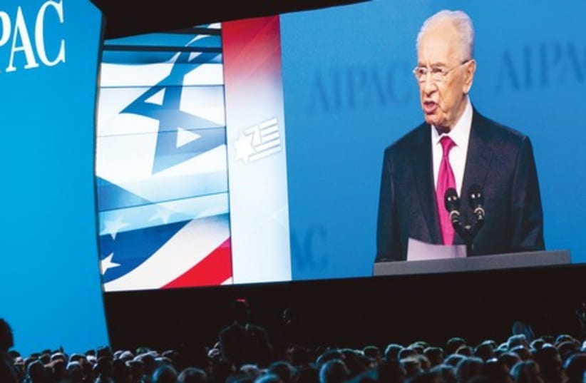 Peres at AIPAC conference 521 (photo credit: Reuters)