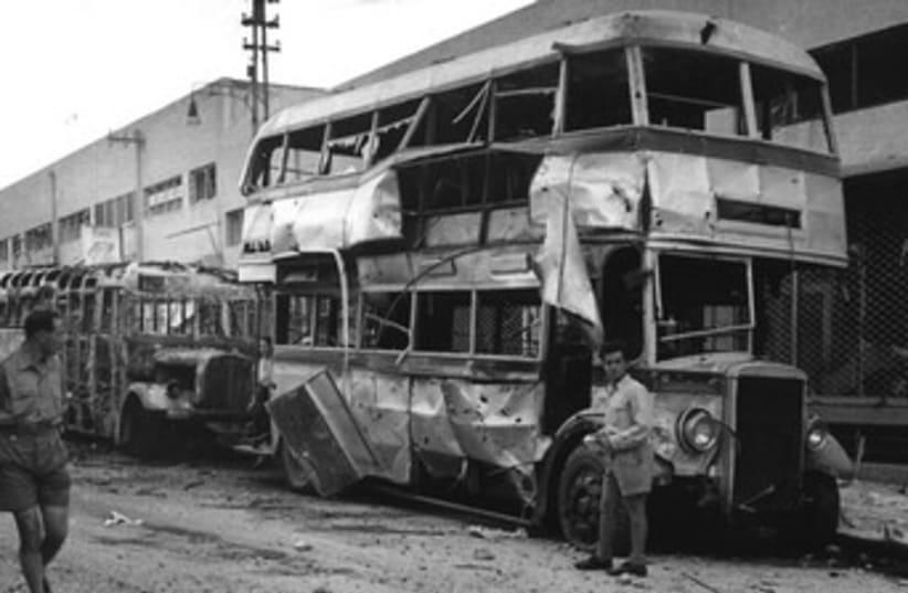TA Double-decker bus bombed by Egyptians_370 (photo credit: The Jerusalem Post archives)