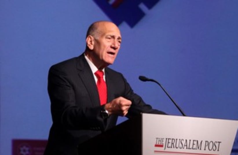 Ehud Olmert at the Jerusalem Post Conference 370 (photo credit: Marc Israel Sellem)