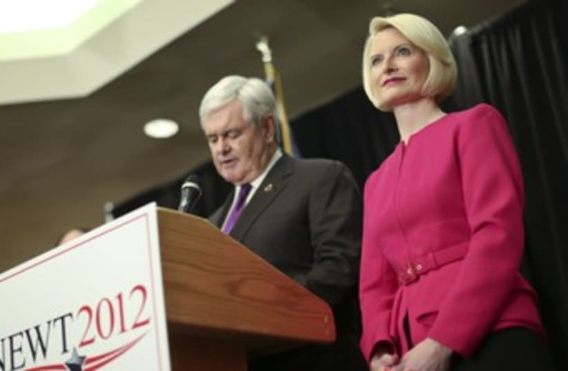Newt Gingrich and his wife Callista 370 (photo credit: REUTERS)