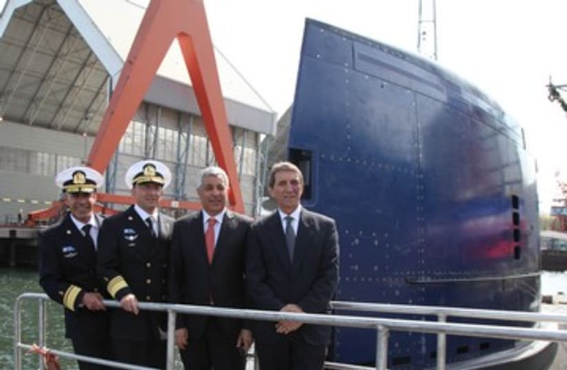 The INS Tanin submarine is launched in Kiel, Germany 390 (photo credit: Defense Ministry)