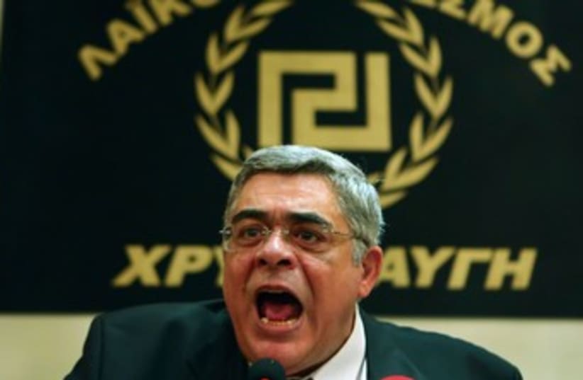 Greece's Golden Dawn leader Nikolaos Mihaloliakos 370 (photo credit: REUTERS/Yannis Behrakis)