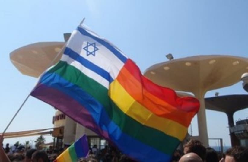 Gay pride flag 370 (photo credit: Yoni Cohen)