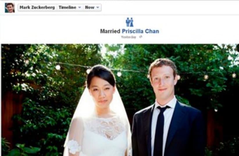 Zuckerberg marries 370 (photo credit: REUTERS)