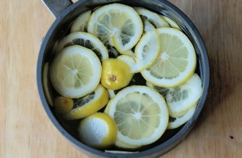 Making lemon simple syrup (photo credit: Gayle Squires)