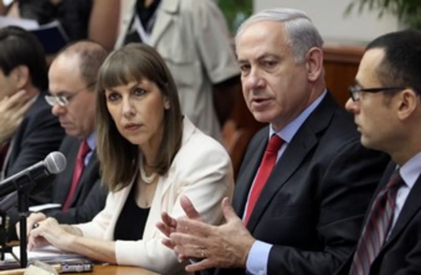 Netanyahu at start of Cabinet meeting 370 (photo credit: Marc Israel Sellem/The Jerusalem Post)