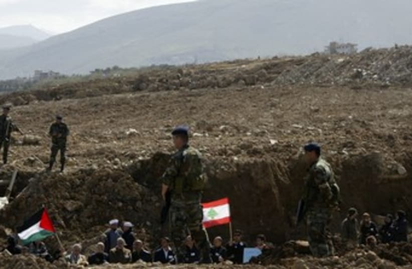 Lebanese soldiers at Nahr al-Bared 370 (photo credit: STR New / Reuters)