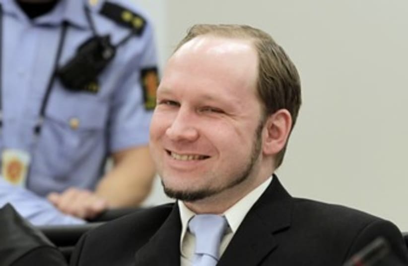 Breivik smiling on last day of trial  (photo credit: REUTERS)