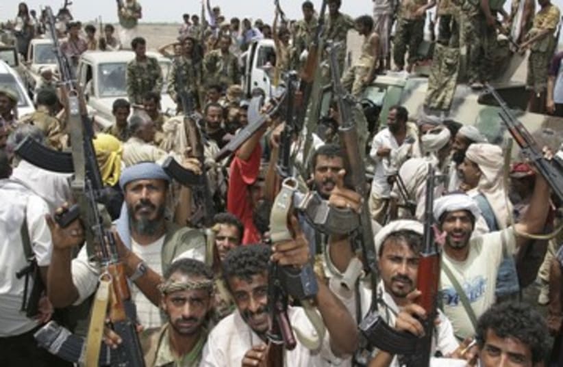 Tribesman in Yemen celebrate anti-terror operation 370 (photo credit: REUTERS)