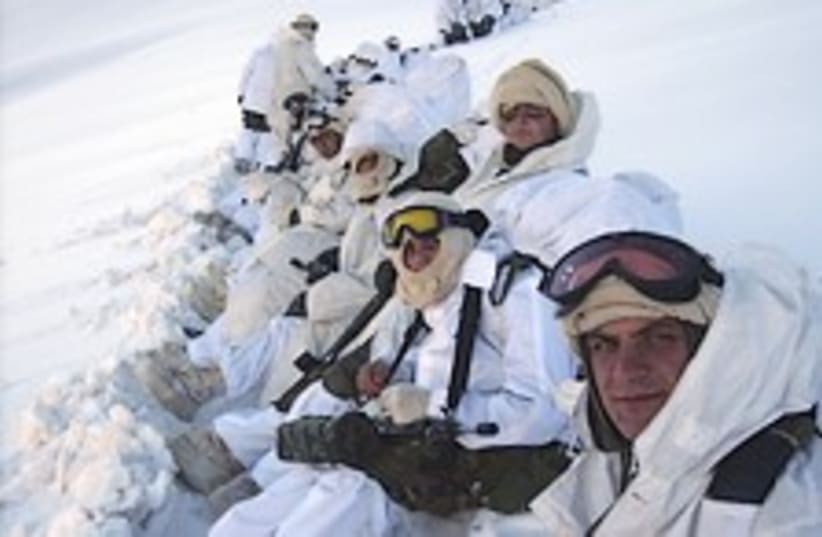 Turk troops in snow 224. (photo credit: AP)
