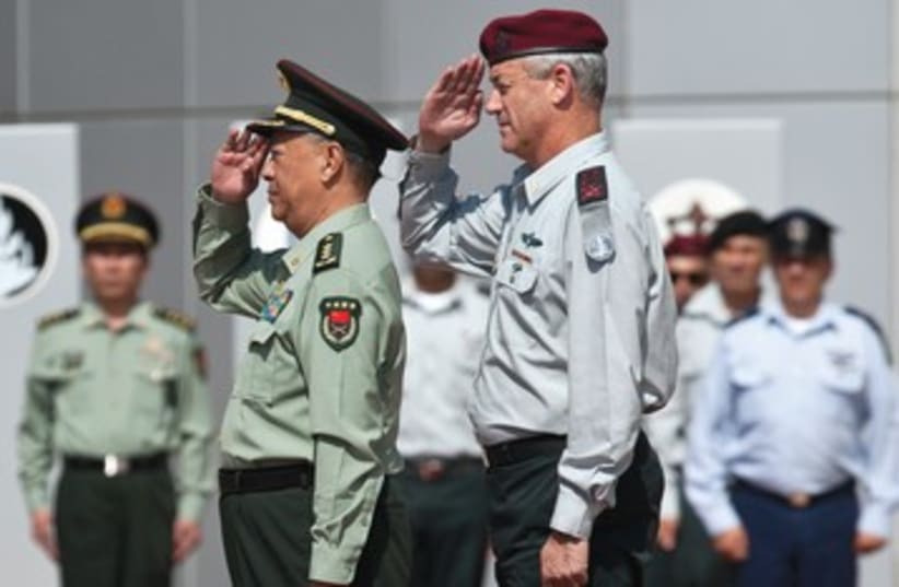 IDF Chief of Staff with Chinese counterpart 390 (photo credit: Nir Elias/Reuters)
