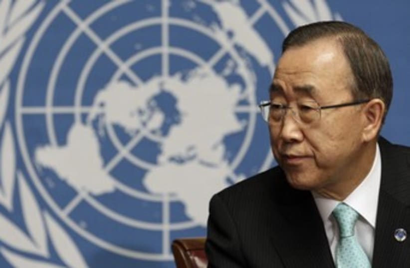 UN Secretary-General Ban Ki-moon serious face 370R (photo credit: Denis Balibouse / Reuters)