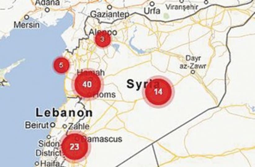 Mapping rapes in Syria (photo credit: womenundersiegesyria.crowdmap.com)
