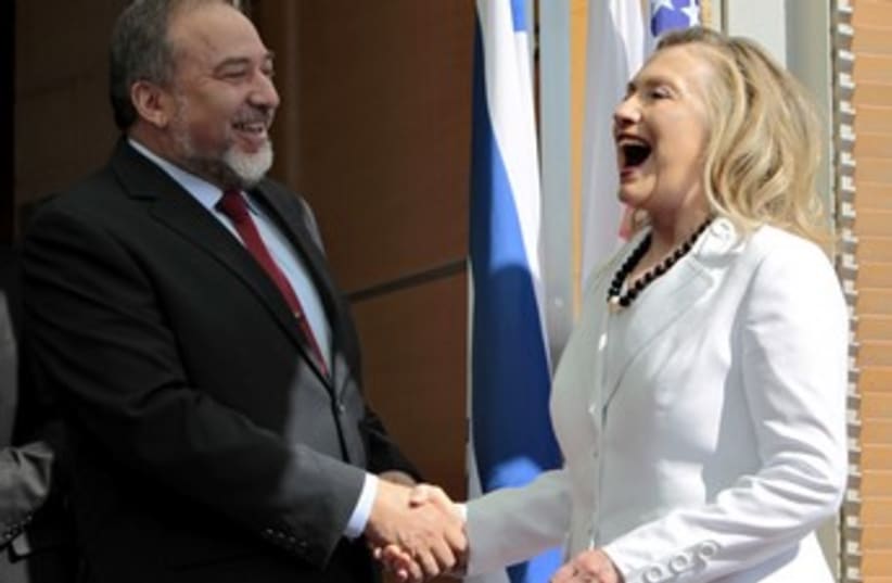 Liberman and Clinton 370 (photo credit: REUTERS)