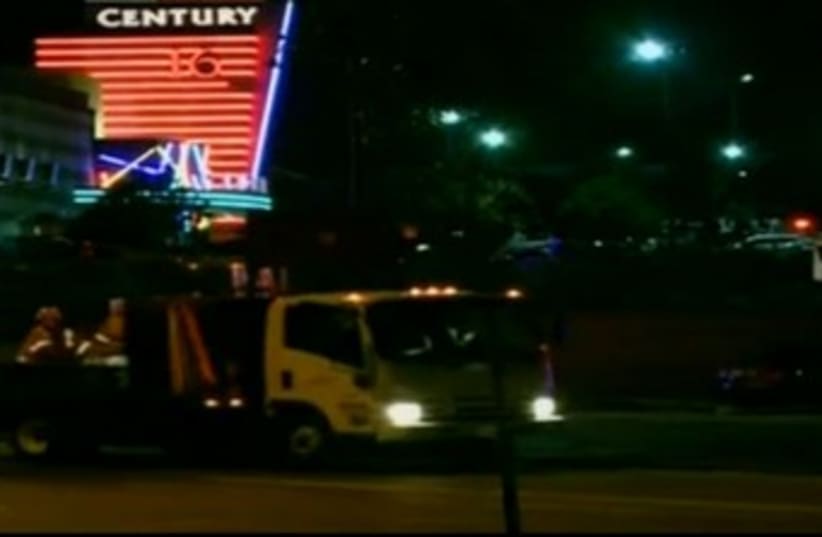 Security outside Denver theater where shooting took place 37 (photo credit: Screenshot)