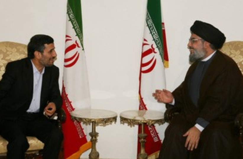 Ahmadinejad and Nasrallah 370 (photo credit: REUTERS)