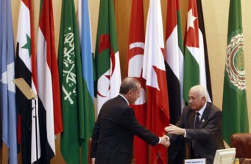 Turkey's Erdogan meets with Arab League's Elaraby 370 (photo credit: REUTERS/Amr Dalsh)