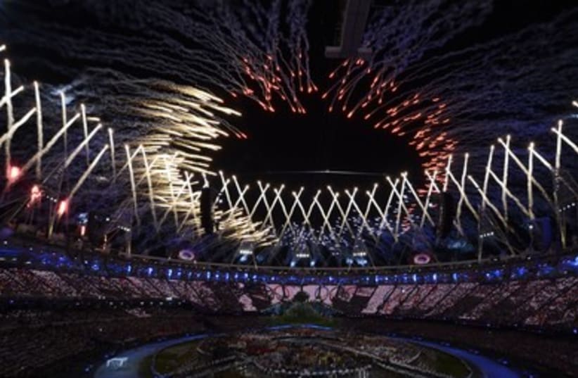 Fireworks at London Olympics opening ceremony (photo credit: REUTERS/Dylan Martinez)