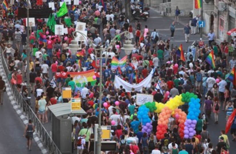 Gay Pride Parade marches across Jerusalem (photo credit: Marc Israel Sellem)