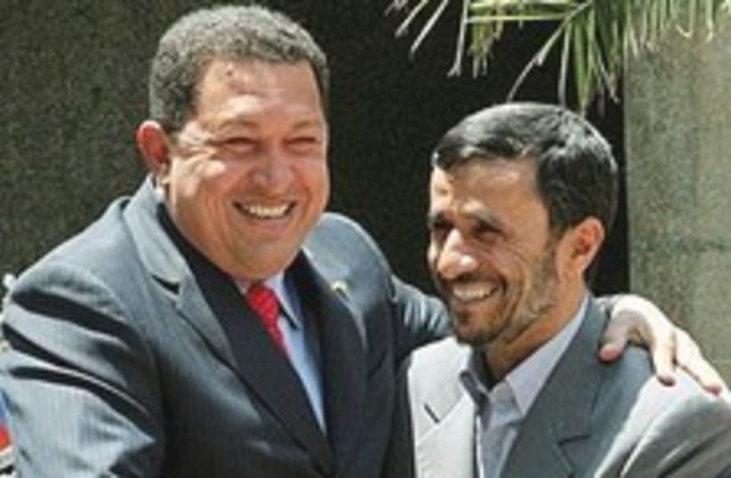 Ahmadinejad Chavez 224.  (photo credit: AP)