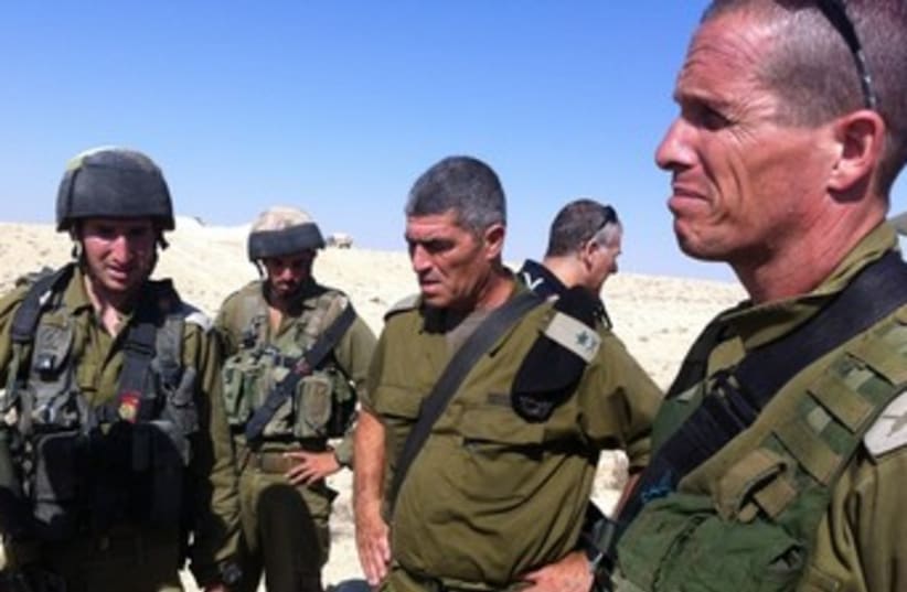 Tal Russo surveys scene of border incident (photo credit: IDF Spokesman's Office)