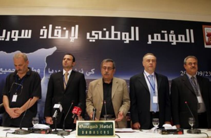 Syrian internal opposition members (R370) (photo credit: REUTERS/Khaled Al Hariri)