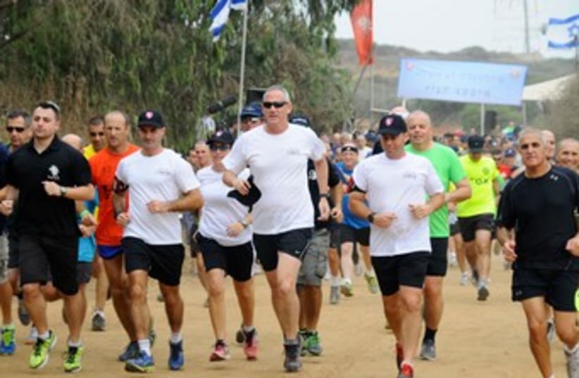 IDF Chief of Staff Benny Gantz on a run 370 (photo credit: Courtesy IDF Spokesman’s Office)