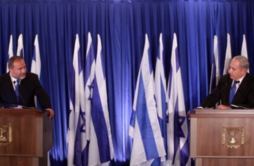 Liberman and Netanyahu 370 (photo credit: Marc Israel Sellem/ The Jerusalem Post)