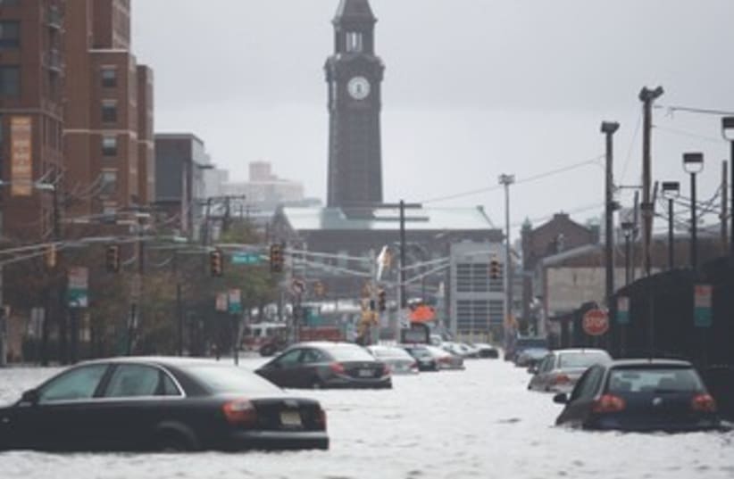 Submerged cars in  Hoboken, New Jersey Sandy flood 370 (R) (photo credit: Eduardo Munoz/Reuters)
