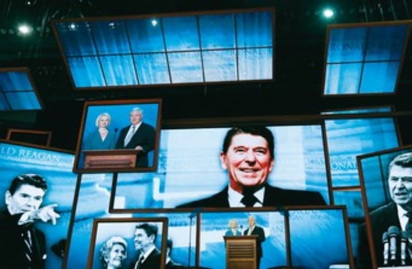 Ronald Reagan on screens 370 (photo credit: REUTERS)