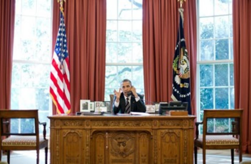 US President Obama speaks with PM Netanyahu 370 (photo credit: White House Photo by Pete Souza)