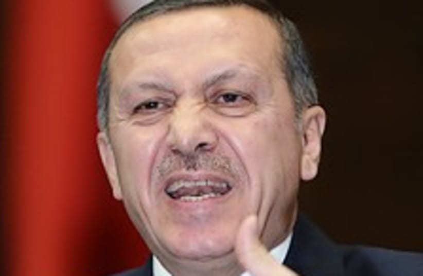 Erdogan makes funny face (photo credit: AP)