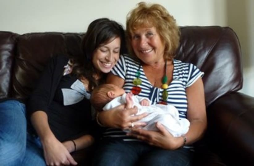 Sharon Berger with daughter Caroline and her grandchild 370 (photo credit: Courtesy Jonathan Berger)
