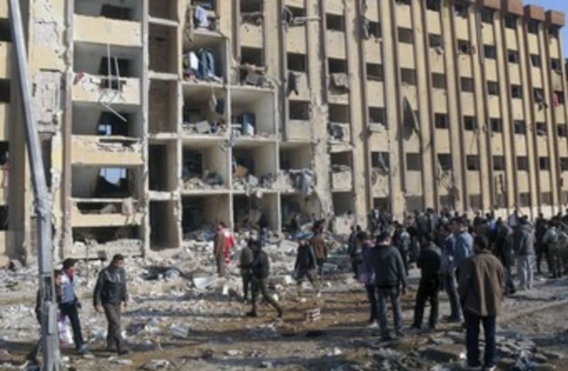 Aleppo university explosion (photo credit: REUTERS/George Ourfalian)