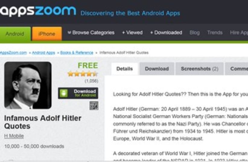Hitler app (photo credit: Screenshot)