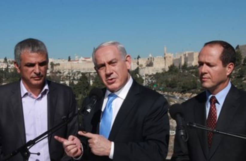 Netanyahu, Kahlon, Barkat in Jerusalem 370 (photo credit: Marc Israel Sellem)