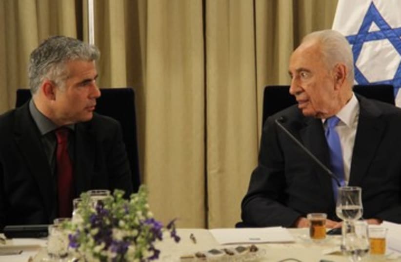 Peres meets ministers 2013 coalition (photo credit: Marc Israel Sellem/The Jerusalem Post)