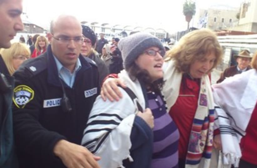 Anat Hoffman arrested during Women of the Wall service 370 (photo credit: MELANIE LIDMAN)