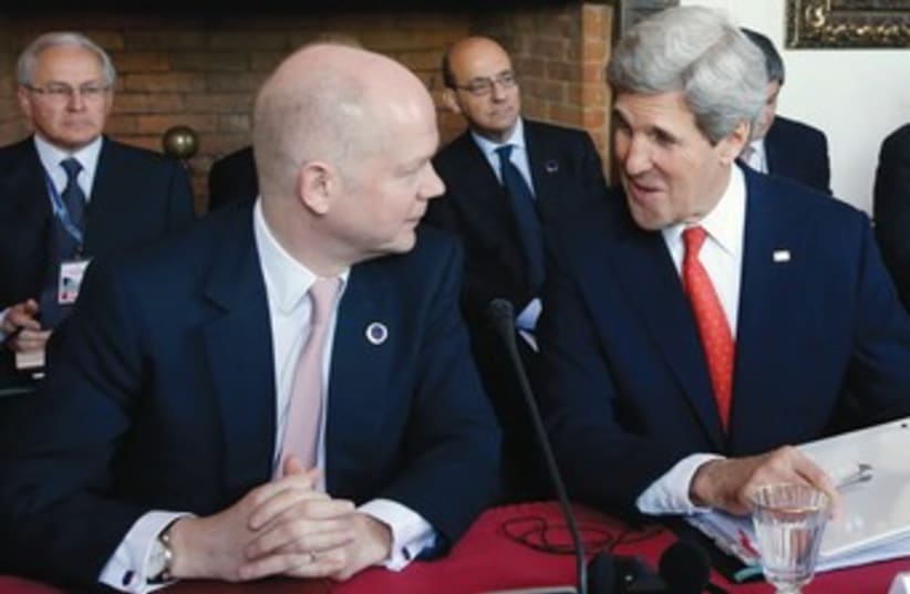 John Kerry and William Hague 370 (photo credit: Remo Casilli/Reuters)