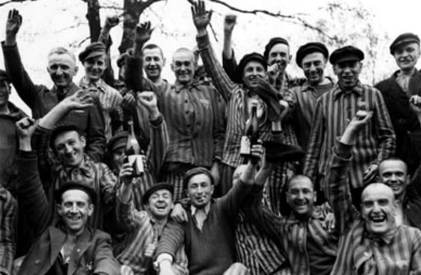 Buchenwald survivor celebrate liberation (photo credit: Margaret Bourke-White)