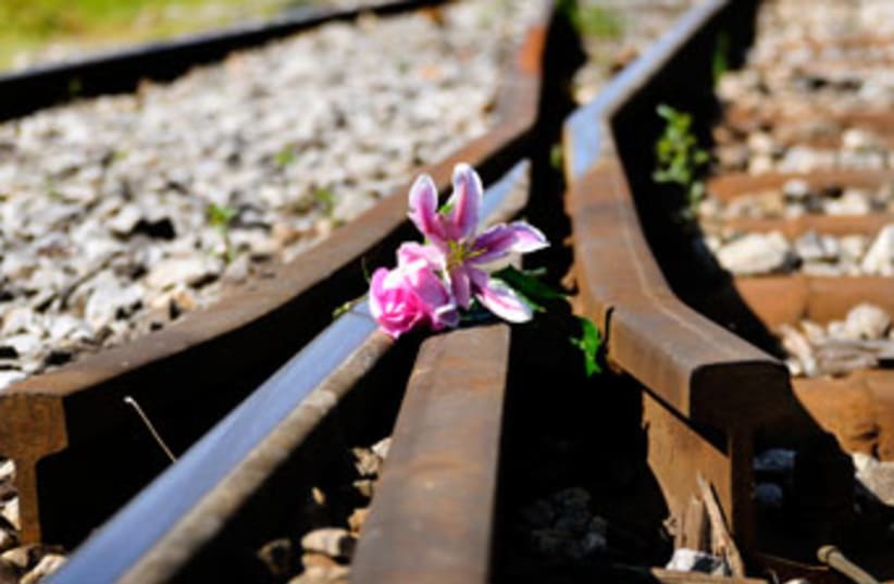 Train tracks Holocaust memorial Thessaloniki 370 (photo credit: Hadas Parush)