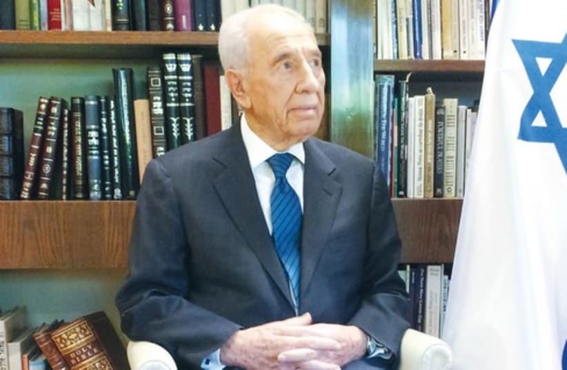 President Shimon Peres in his office 521 (photo credit: Rachel Marder)