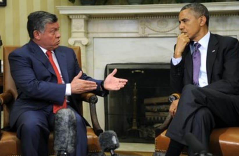 US President Barack Obama and Jordan's King Abdullah 370 (photo credit: REUTERS/Mike Theiler )