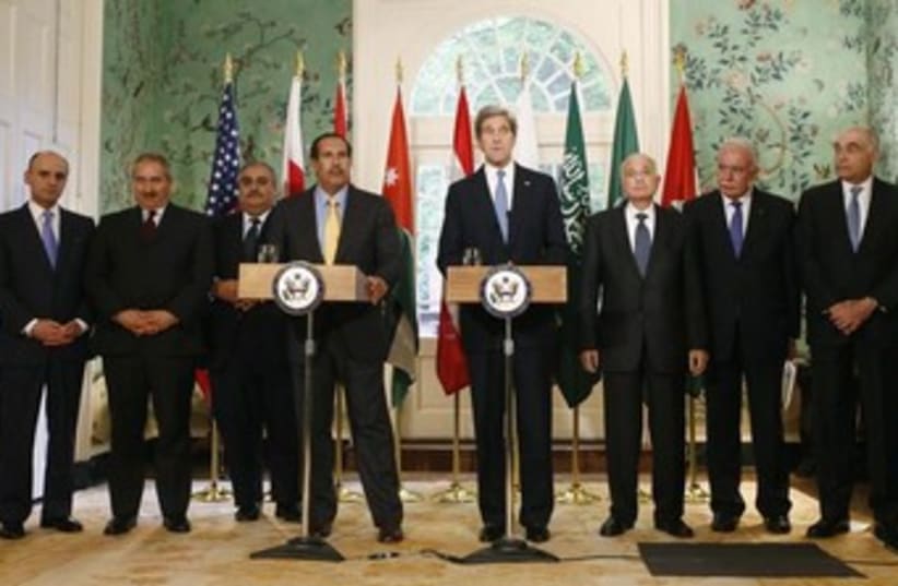 Kerry with Arab League delegation 370 (photo credit: REUTERS)